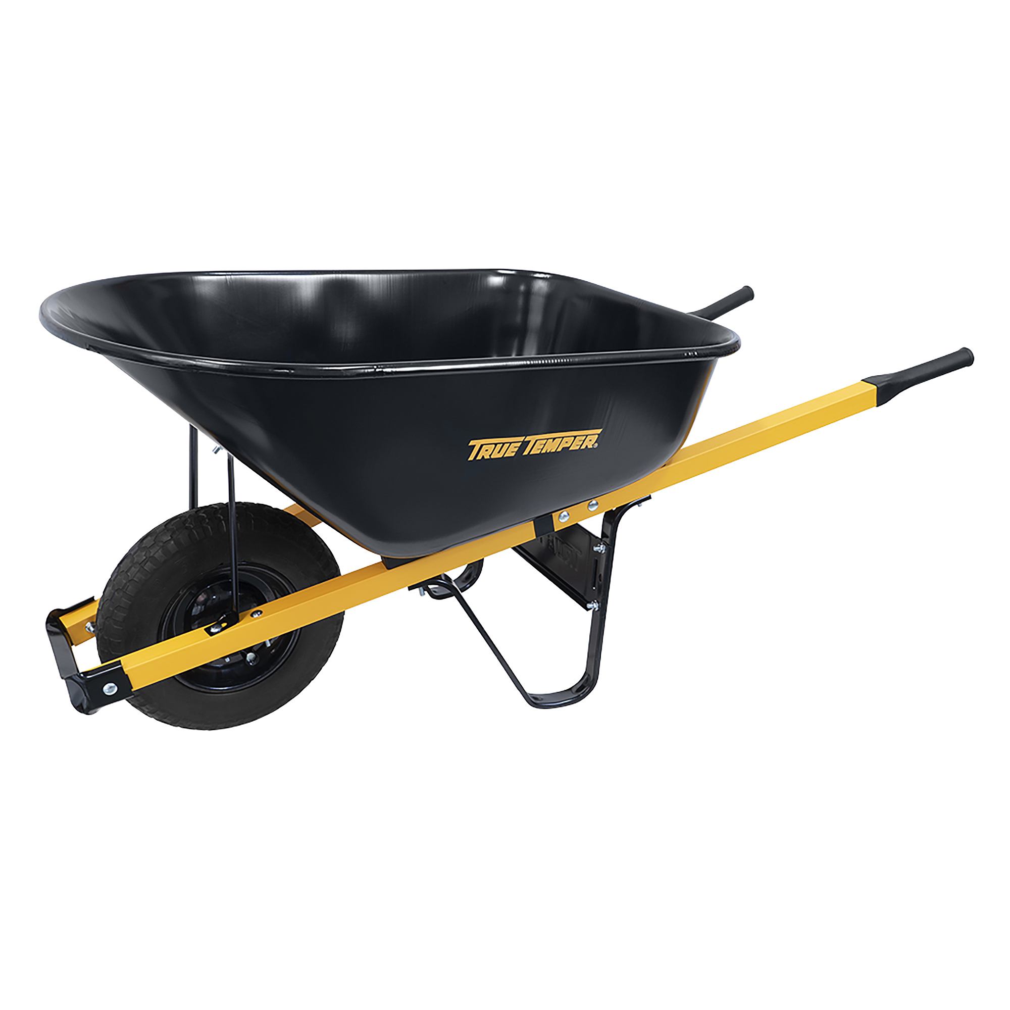 True Temper 6 Cubic Foot Steel Wheelbarrow with Flat Free Tire, Model R6STFFEC
